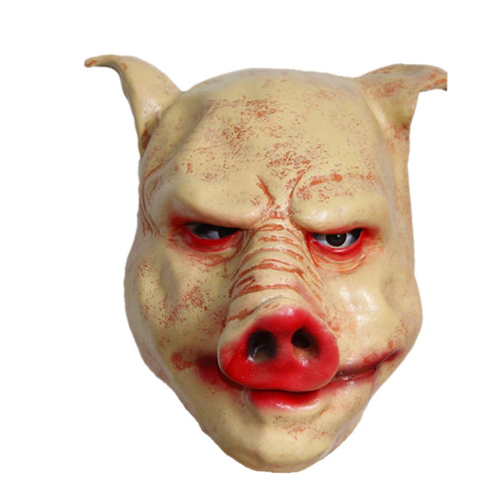 Голова свинки. Резиновая маска свиньи. Страшные резиновые маски.